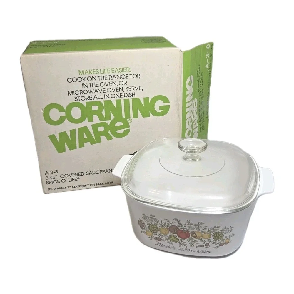 RARE NIB Vintage CorningWare Spice O' Life 3 QT Square Casserole with Lid
